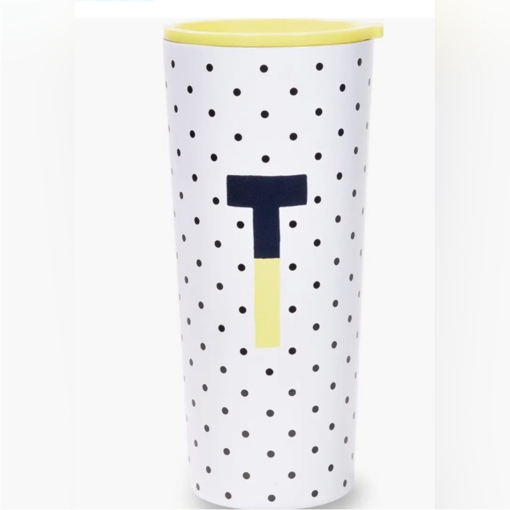 Kate‎ Spade Polka Dot Tumbler with Initial T stainless steel